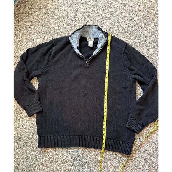 L.L. Bean Mens Double Black 1/4 zip mock neck Sweater, XL; 100% Cotton - Picture 7 of 11